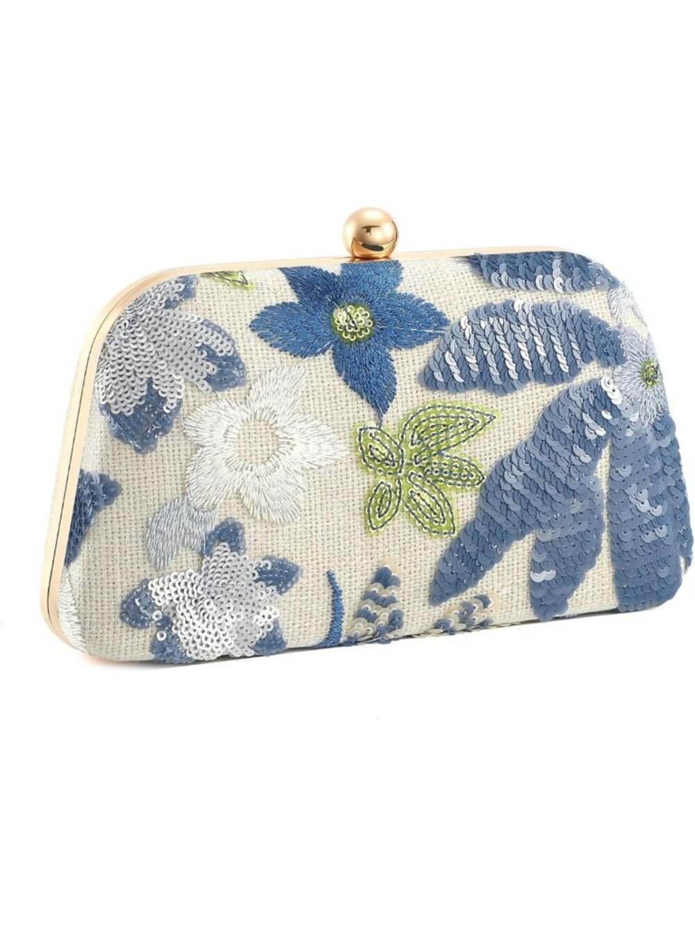 Sparkly Sequin Floral Embroidered Clutch Purse | Beaded Evening Bag for Weddings